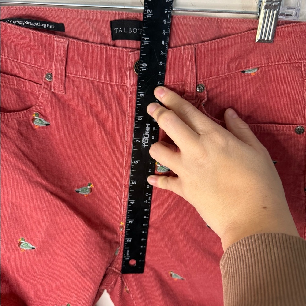 Talbots 6P Talbots Stretch Corduroy Straight Leg Pants - Mallard Embroidered - Picture 11 of 12